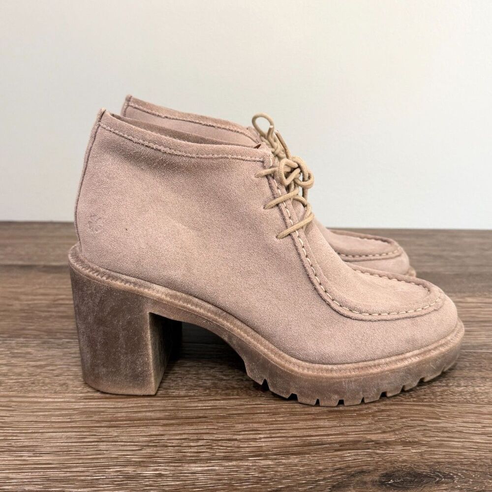 Lucky Brand Hollia Suede Ankle Boots Lug Heel Lace Up Taupe Women's 9M - Picture 9 of 12